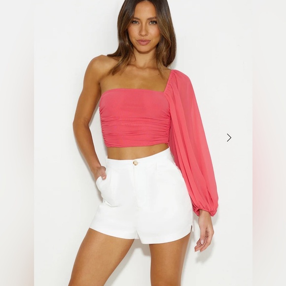 Hello Molly Tops - Hello Molly One-Shoulder Salmon Coral Women's Top